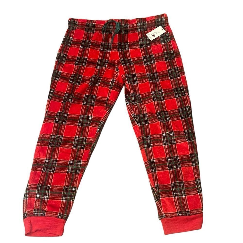 Secret Treasures Women's Cuffed Sleep Pants Red Plaid Pajama Pants
